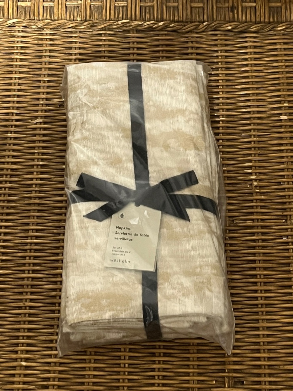 West Elm Bark Textured Jacquard Napkins.  Set of 4